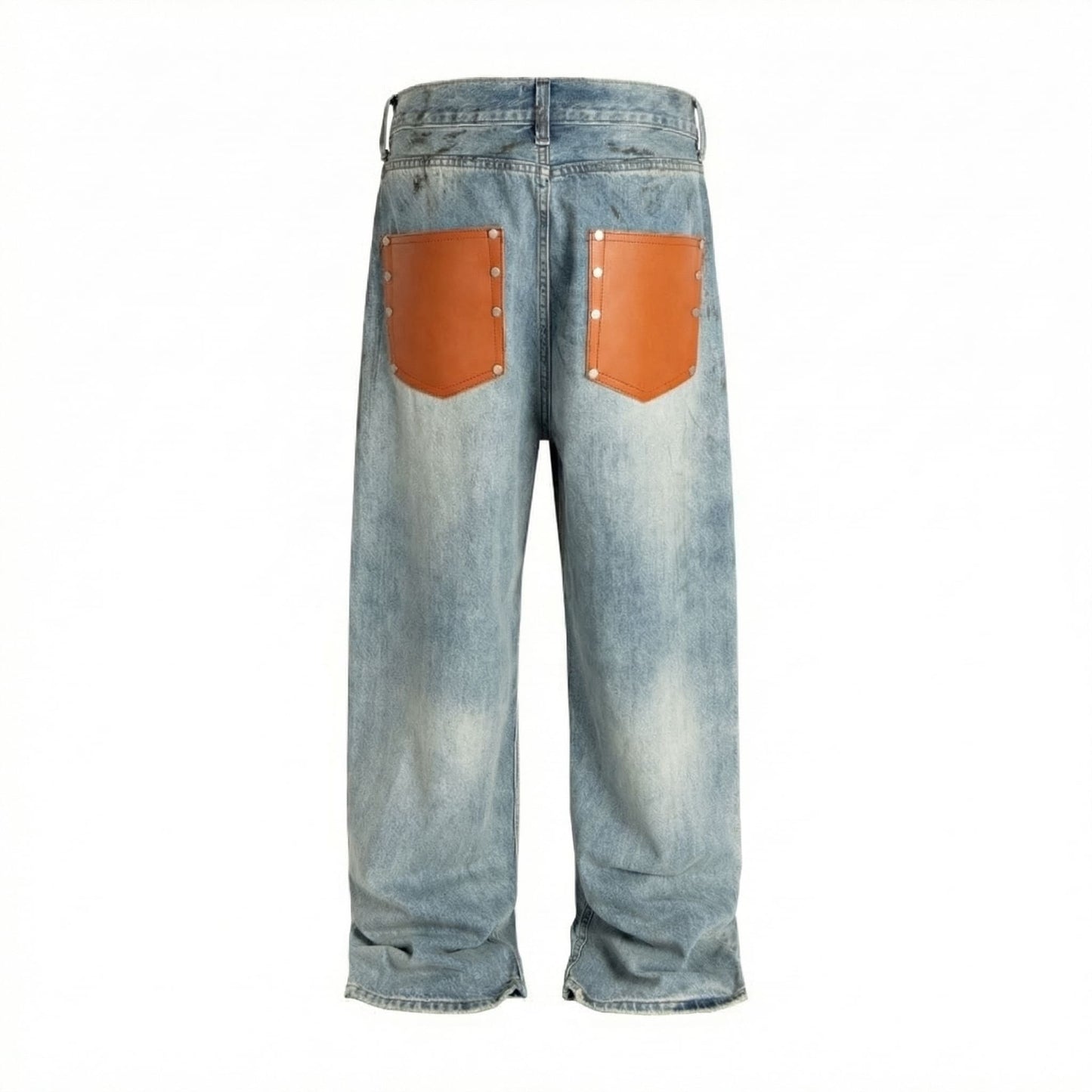 Orange Pocket Baggy Jeans