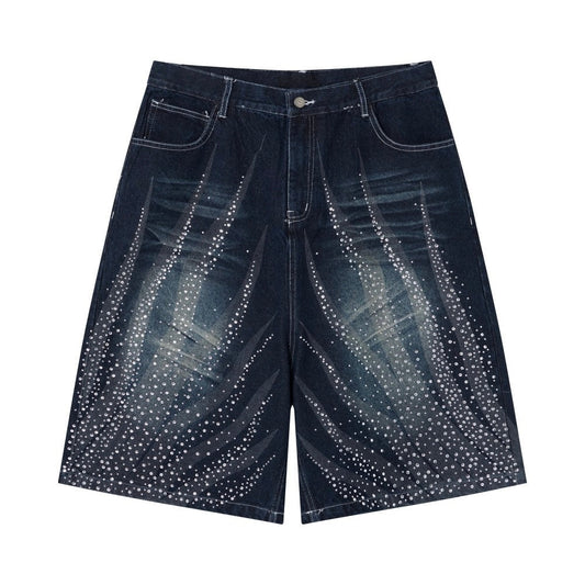 Rhinestones Blue Shorts Jeans