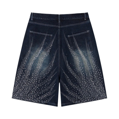 Rhinestones Blue Shorts Jeans