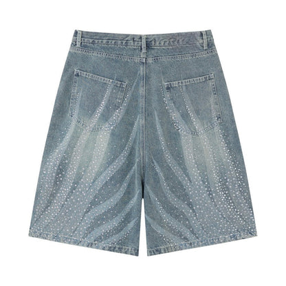 Rhinestones Light Blue Shorts Jeans