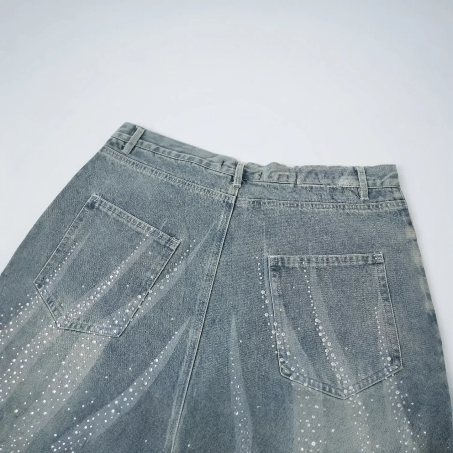 Rhinestones Light Blue Shorts Jeans