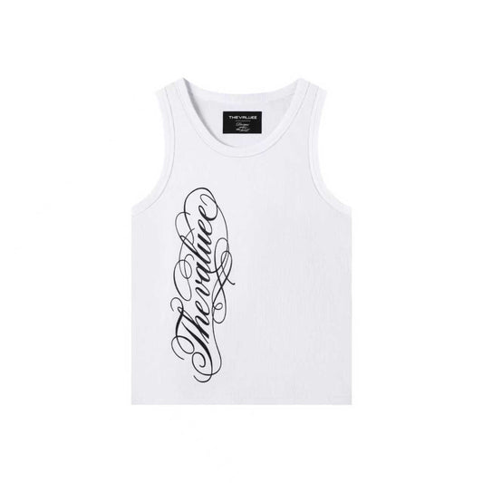 White Block Tank Top
