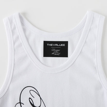 White Block Tank Top